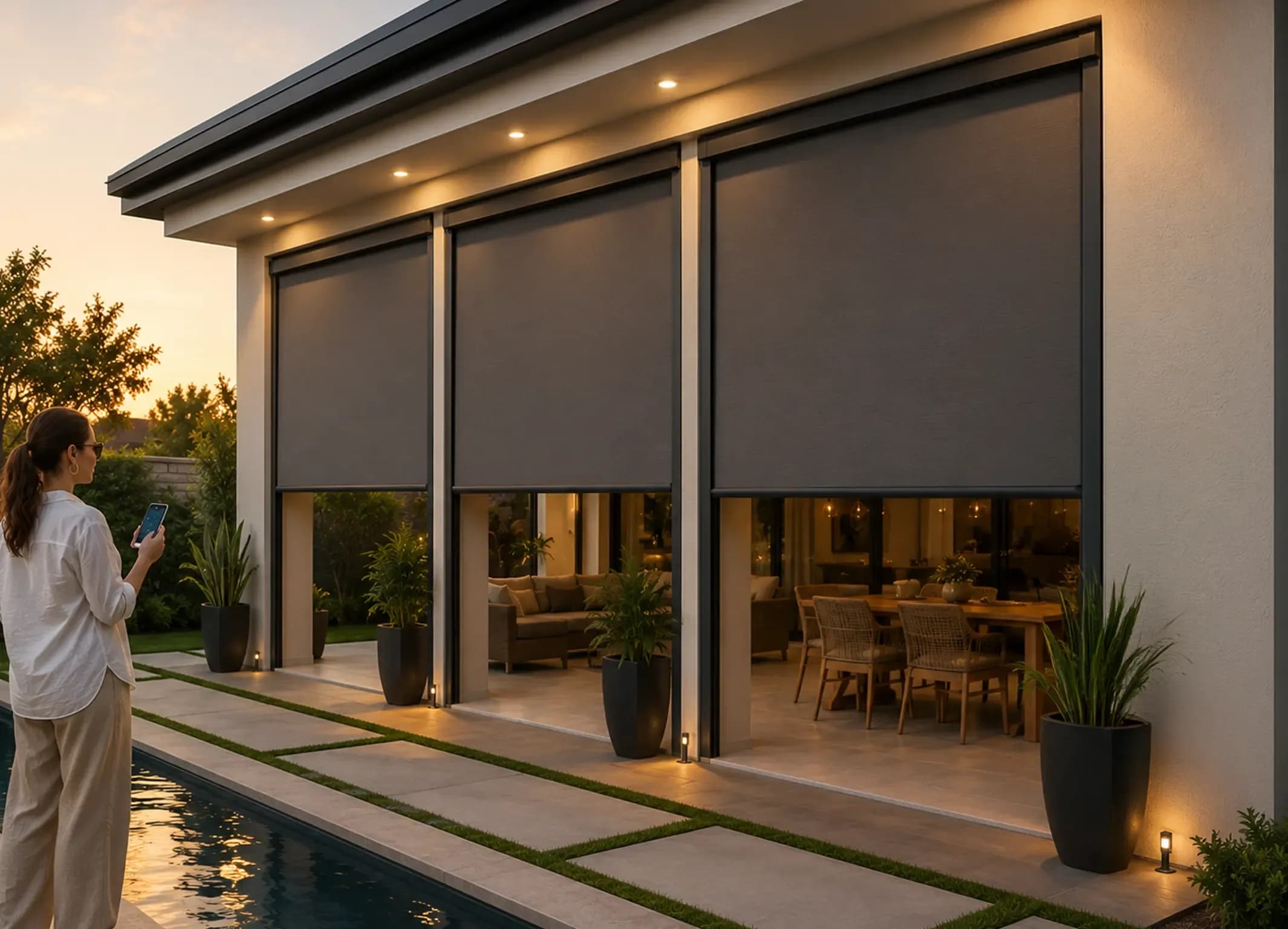 Motorized Outdoor Shades setup