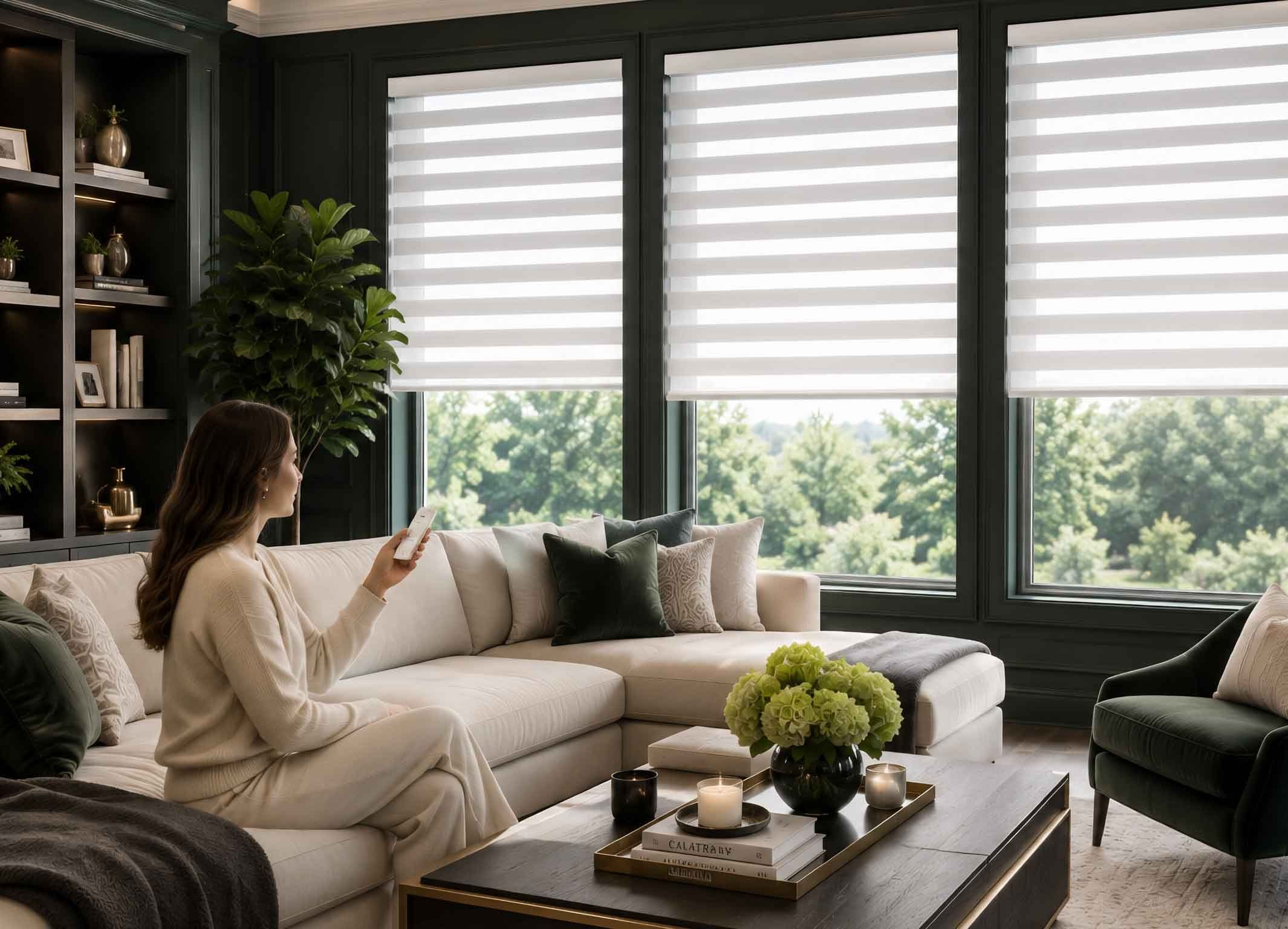 Motorized Zebra Shades setup