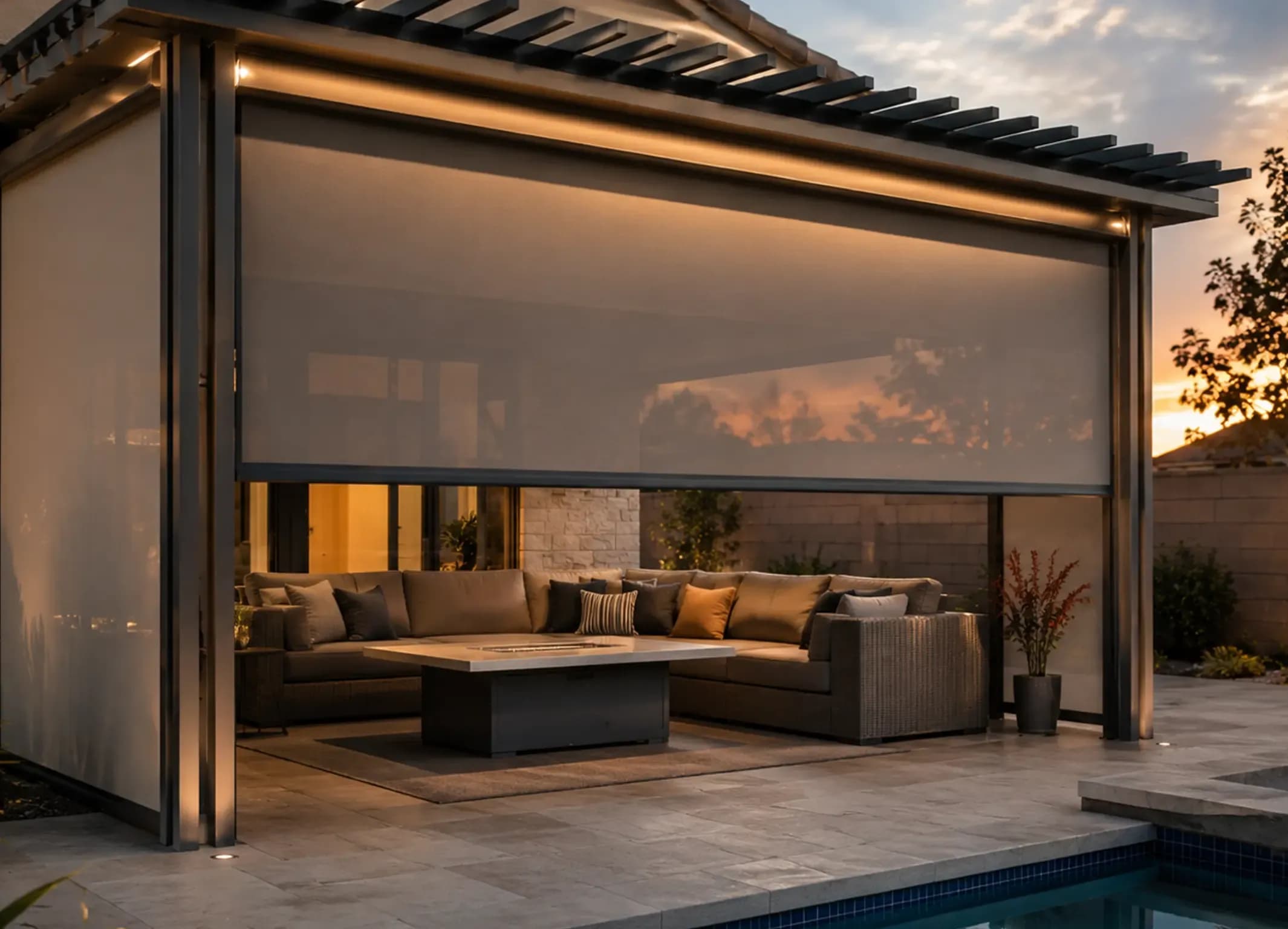 Side Track Outdoor Shades setup