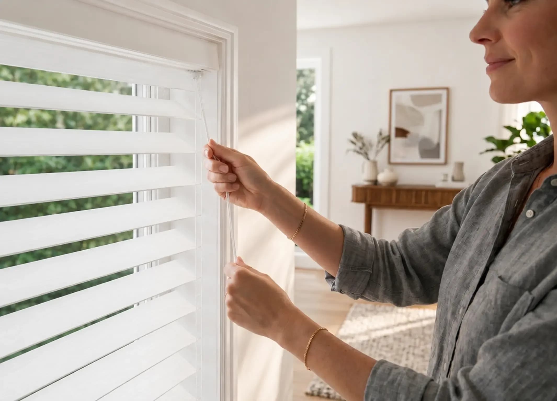 Manual Faux Wood Blinds setup